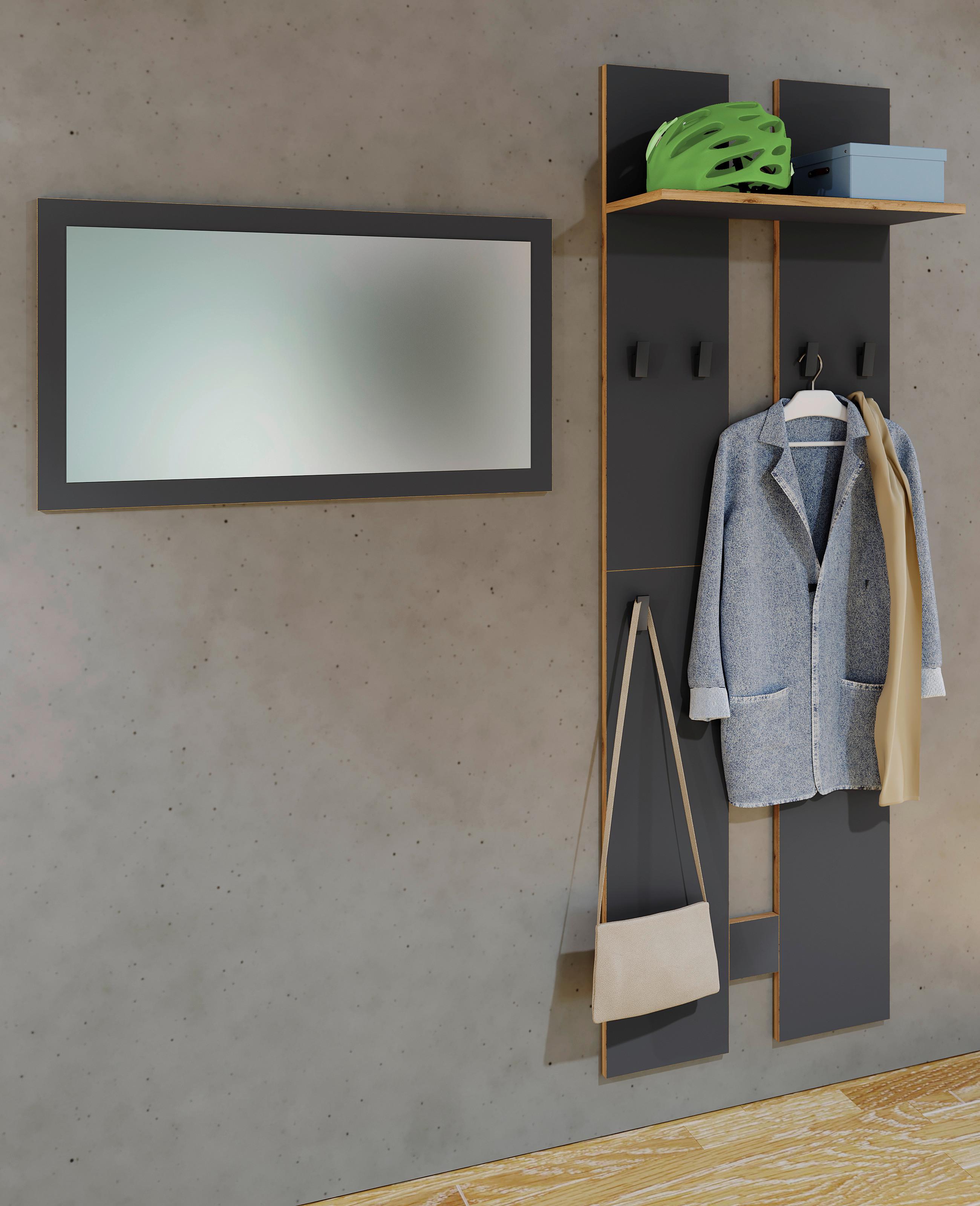 Wandgarderobe SALIA L Anthrazit ca. 57x170x20 cm Holzwerkstoff MID.YOU Garderoben > Garderobenpaneele Anthrazit
