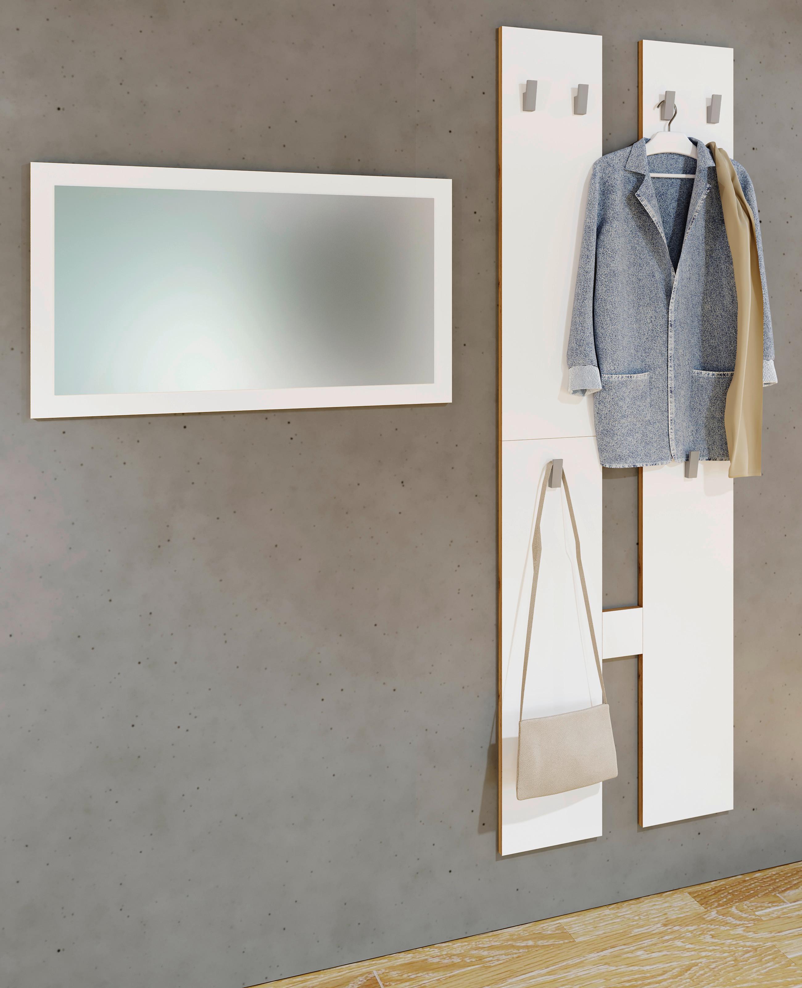 Wandgarderobe SALIA M ca. 57x140x20 cm Weiß Holzwerkstoff MID.YOU Garderoben > Garderobenpaneele Weiß