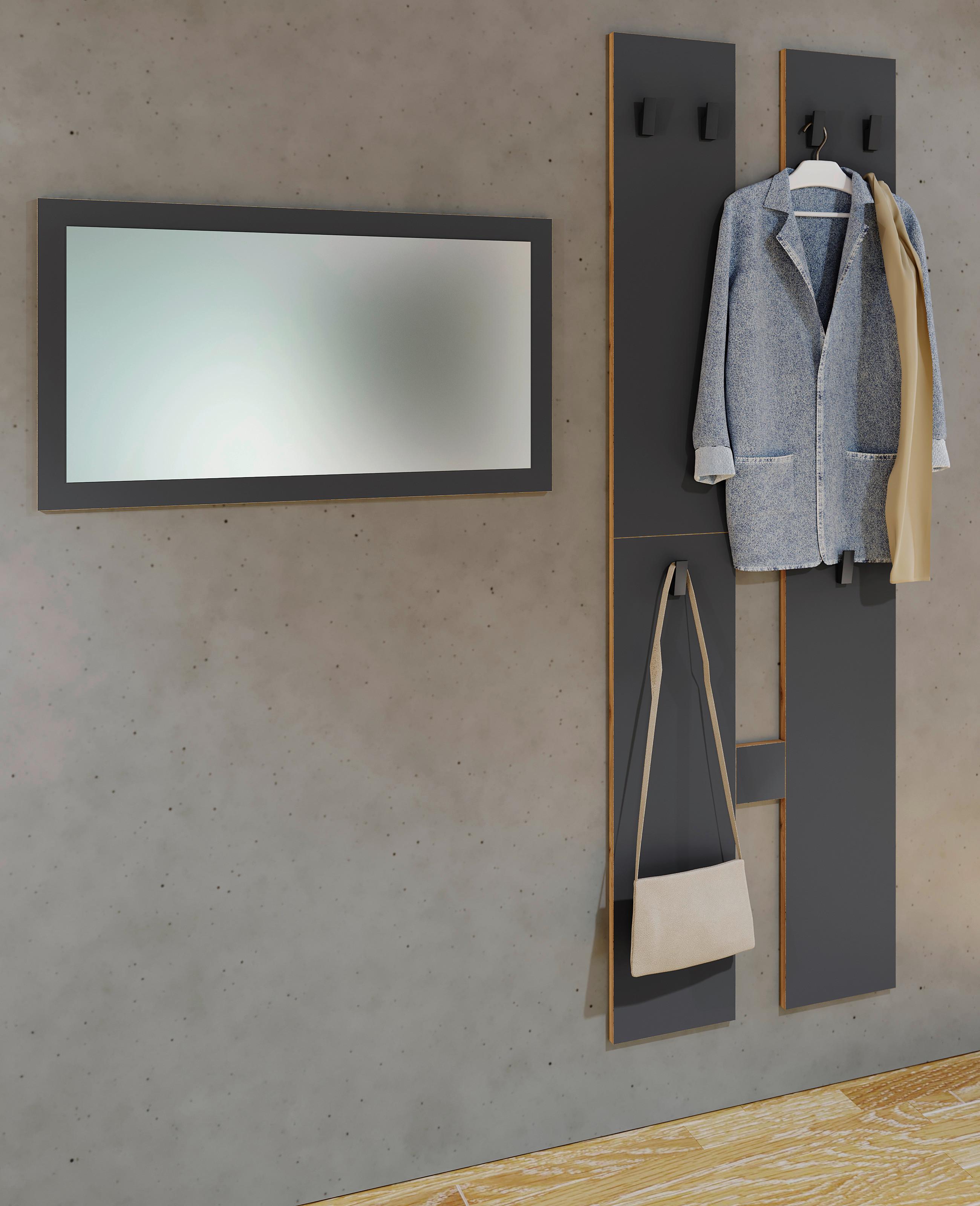 Wandgarderobe SALIA M Anthrazit ca. 57x140x20 cm Holzwerkstoff MID.YOU Garderoben > Garderobenpaneele Anthrazit