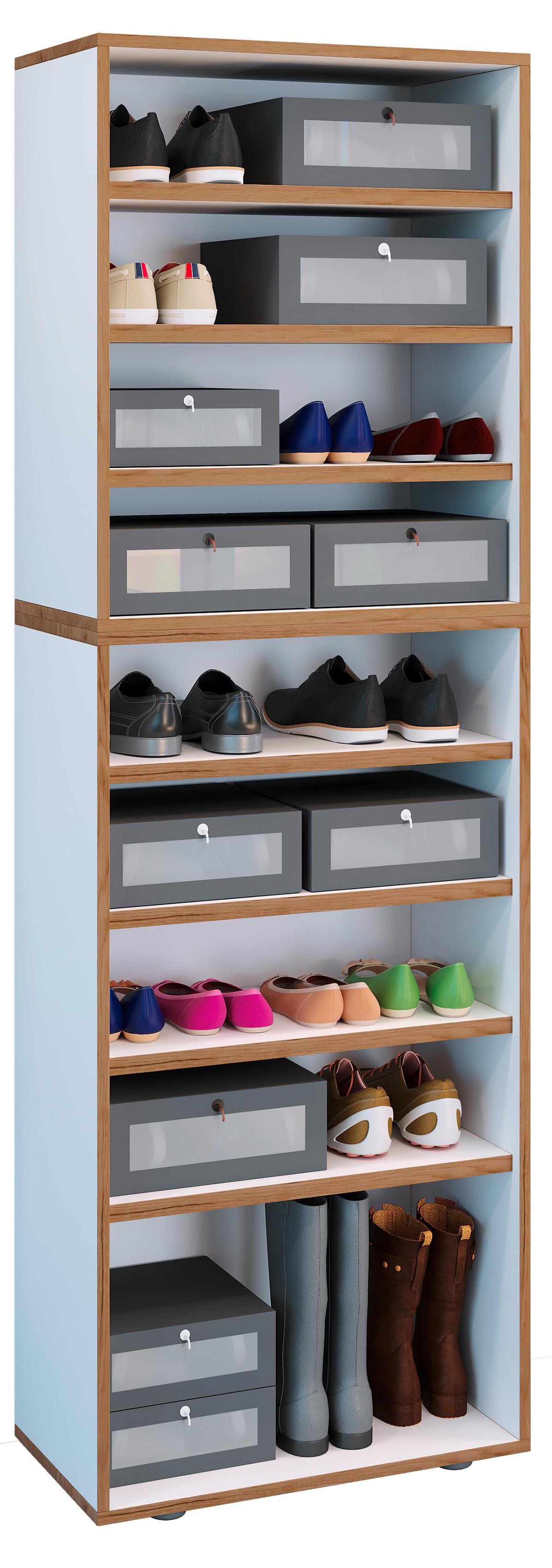 Schuhregal Salia Weiß/Honigeiche Holzwerkstoff MID.YOU Garderoben > Schuhregale Weiß