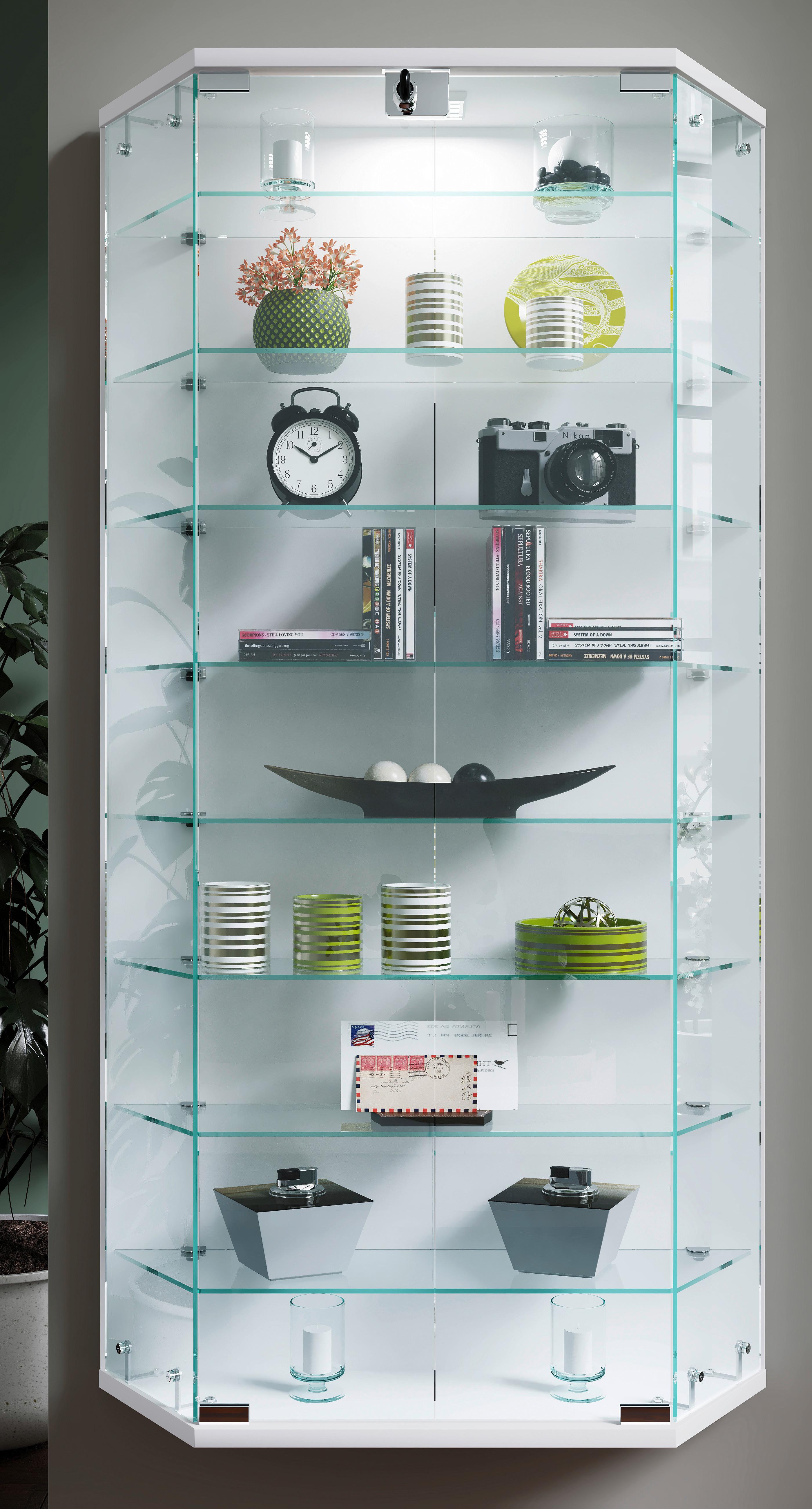 Vitrine Benila XL Weiß Glas, Holzwerkstoff MID.YOU Möbel > Schränke > Vitrinen Weiß