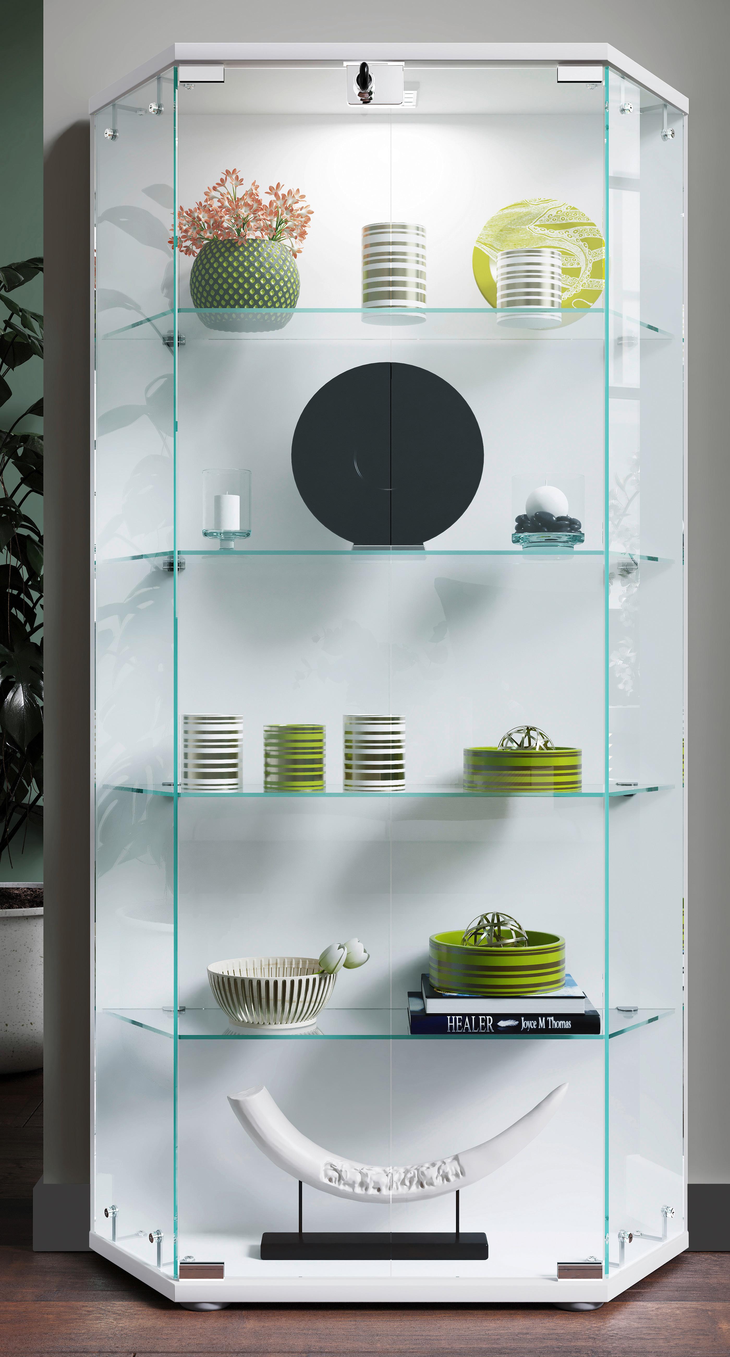 Vitrine Cenila L Weiß Glas, Holzwerkstoff MID.YOU Möbel > Schränke > Vitrinen Weiß