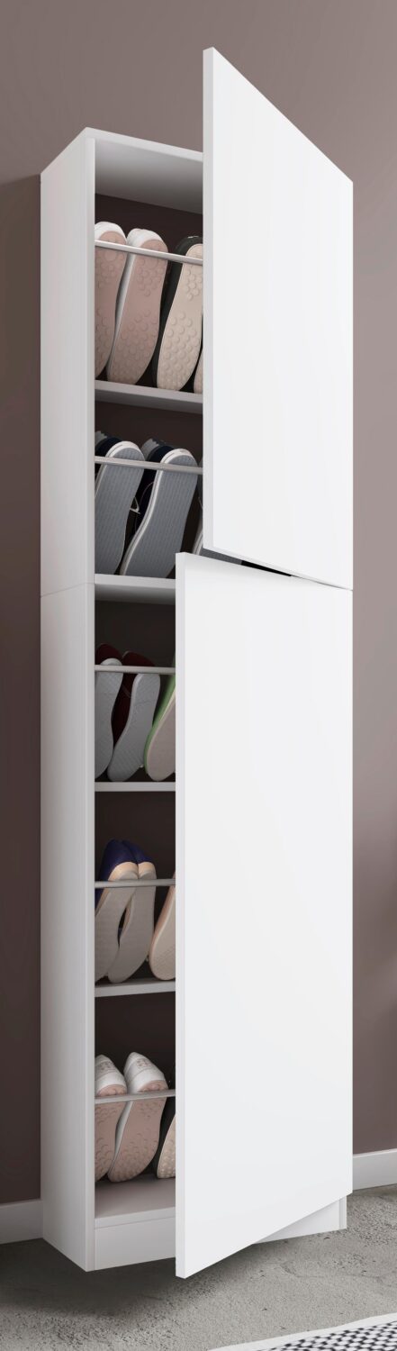 Schuhschrank FULISA Weiß ca. 50x180x17 cm Holzwerkstoff MID.YOU Garderoben Weiß