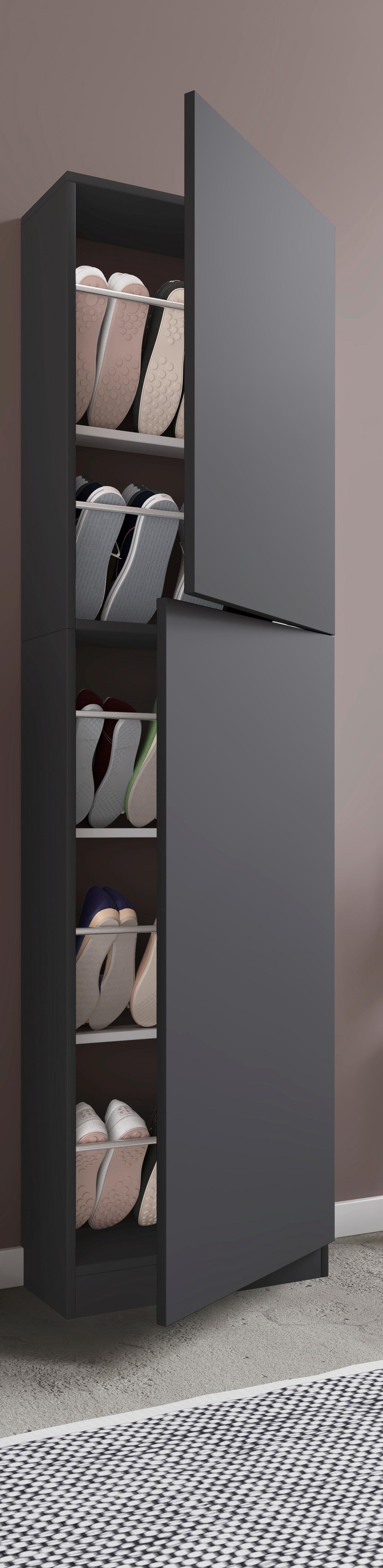 Schuhschrank FULISA Anthrazit ca. 50x180x17 cm Holzwerkstoff MID.YOU Garderoben Anthrazit