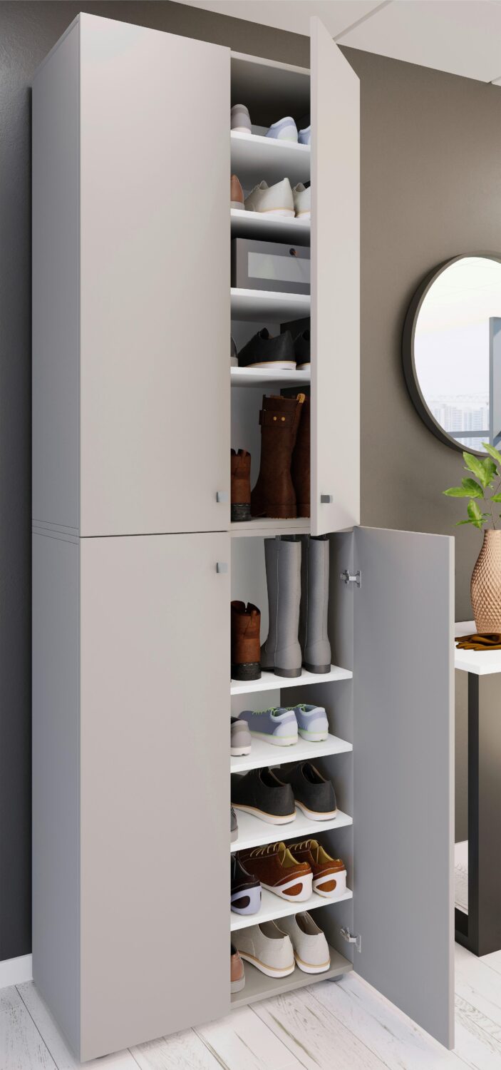 Schuhschrank LONA Grau ca. 70x220x40 cm Kunststoff MID.YOU Garderoben Grau