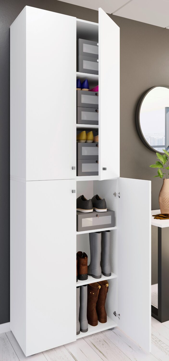 Schuhschrank LONA Weiß ca. 70x220x40 cm Kunststoff MID.YOU Garderoben Weiß