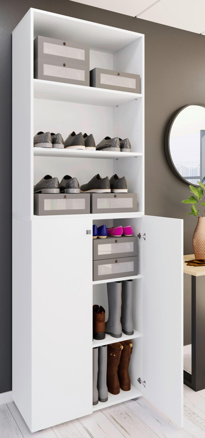 Schuhschrank LONA Weiß ca. 70x220x40 cm Kunststoff MID.YOU Garderoben Weiß