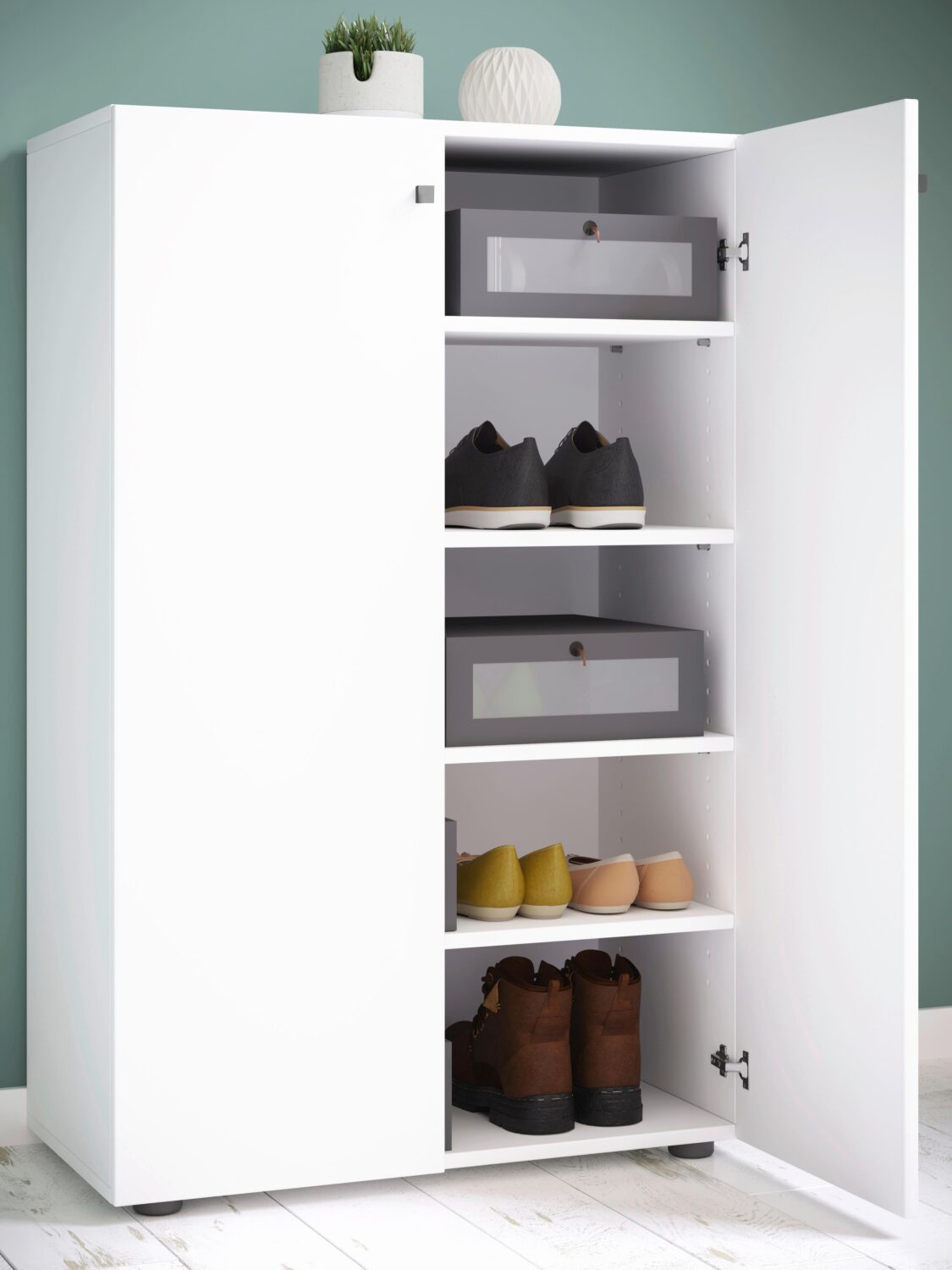 Schuhschrank LONA Weiß ca. 70x110x39cm Kunststoff MID.YOU Garderoben Weiß