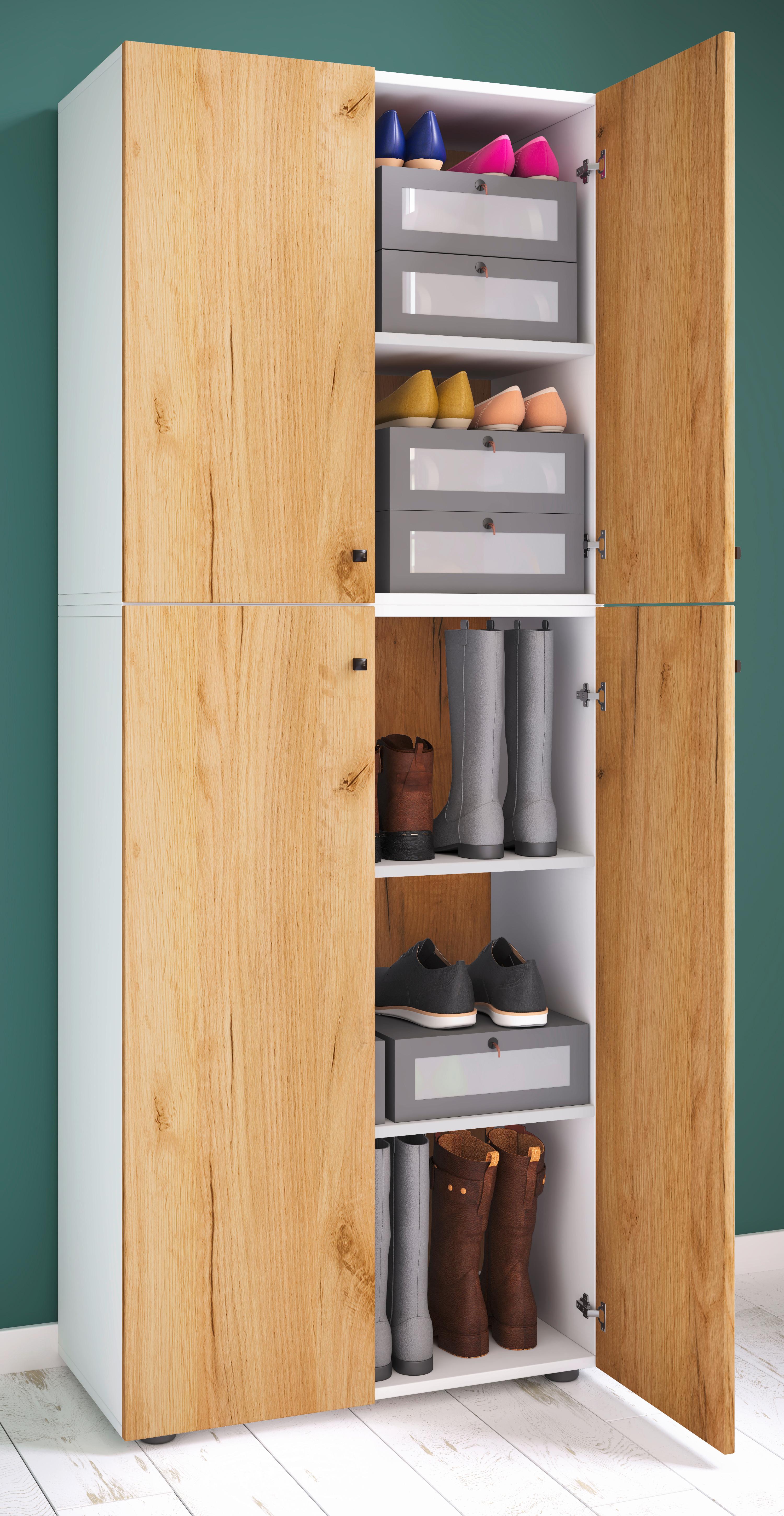 Drehtürenschrank Lona XXL Weiß/Honigeiche Holzwerkstoff MID.YOU Möbel > Schränke > Kleiderschränke Weiß