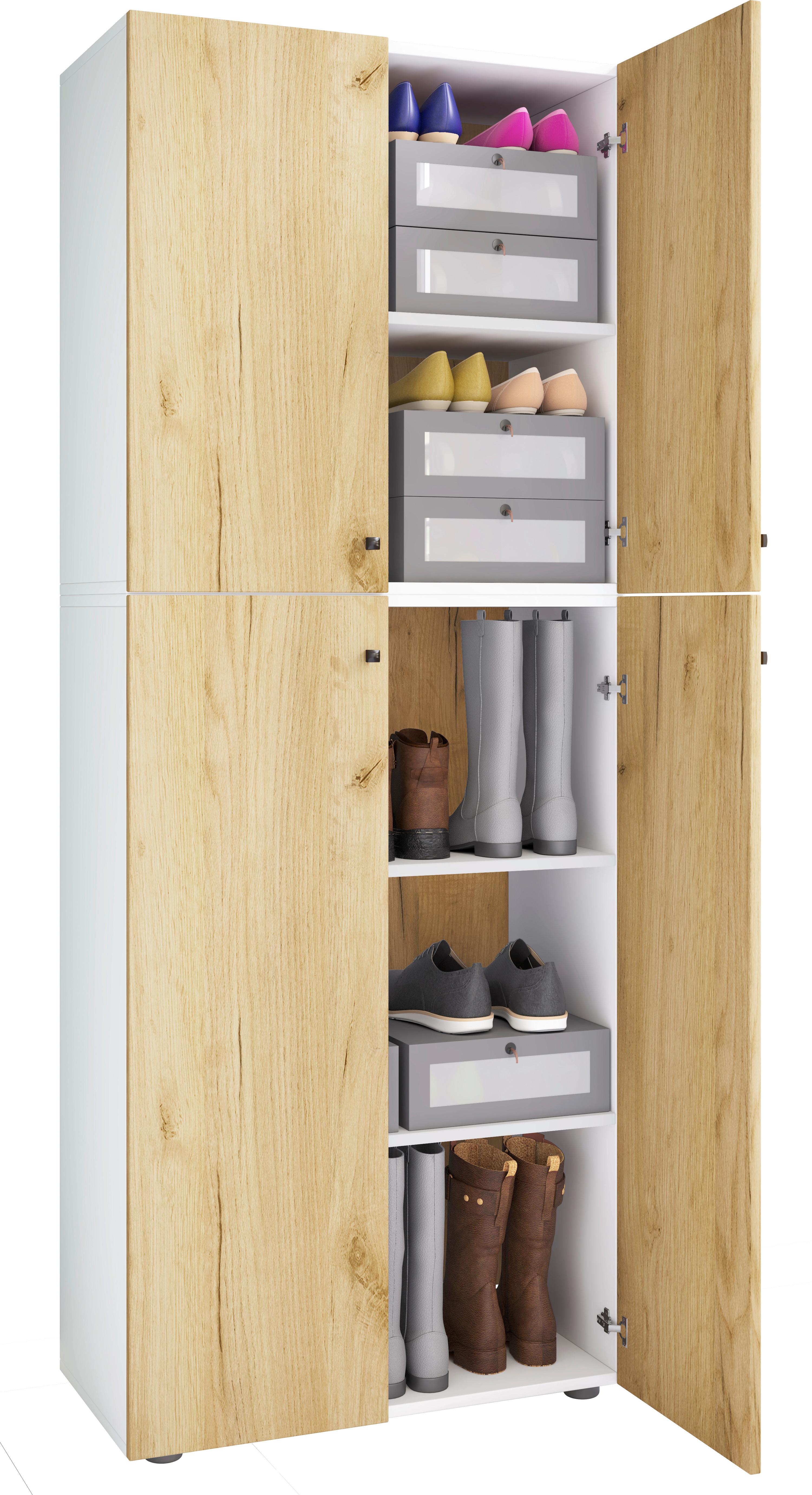 wohnli-moebel-suche-000657049440 Wohnli Möbelsuche - Drehtürenschrank Lona XXL Weiß/Honigeiche