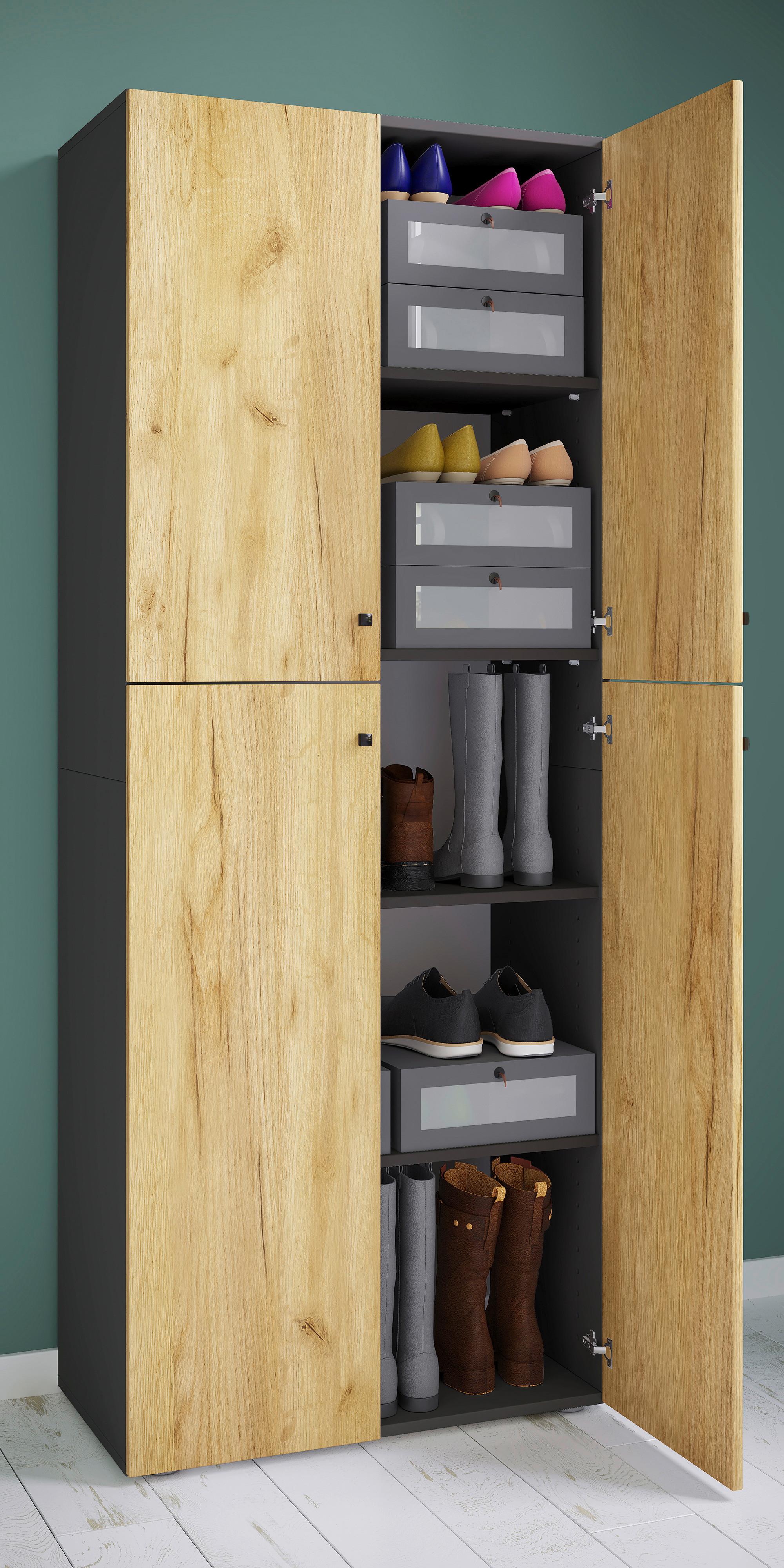 Drehtürenschrank Lona XXL Anthrazit/Honigeiche Holzwerkstoff MID.YOU Möbel > Schränke > Kleiderschränke Anthrazit