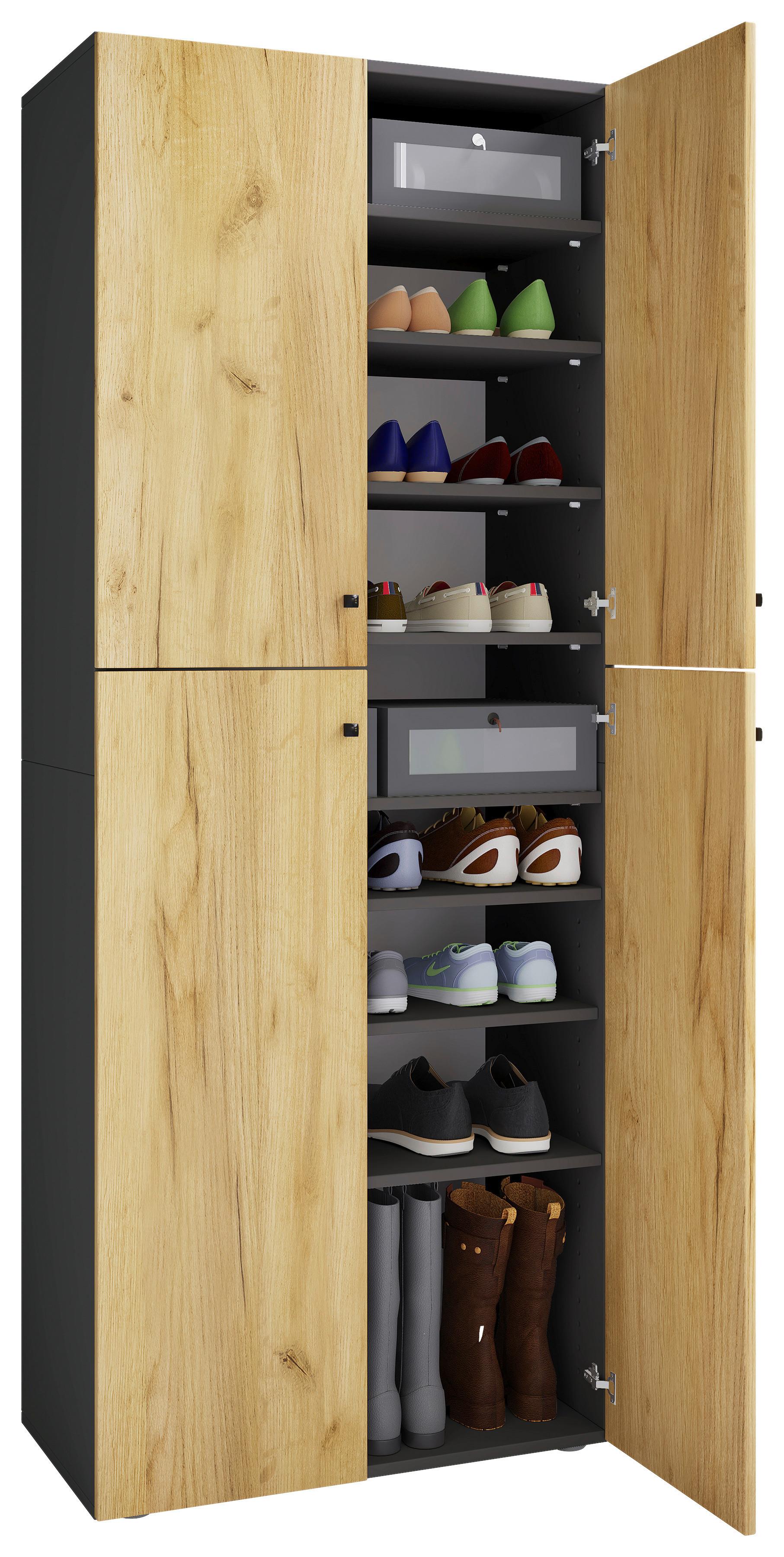 wohnli-moebel-suche-000657049441 Wohnli Möbelsuche - Drehtürenschrank Lona XXL Anthrazit/Honigeiche