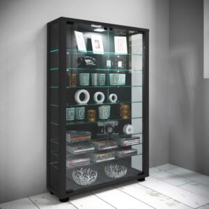 Vitrine Lumo Mini Schwarz mit LED Holzwerkstoff MID.YOU Möbel > Schränke > Vitrinen Schwarz