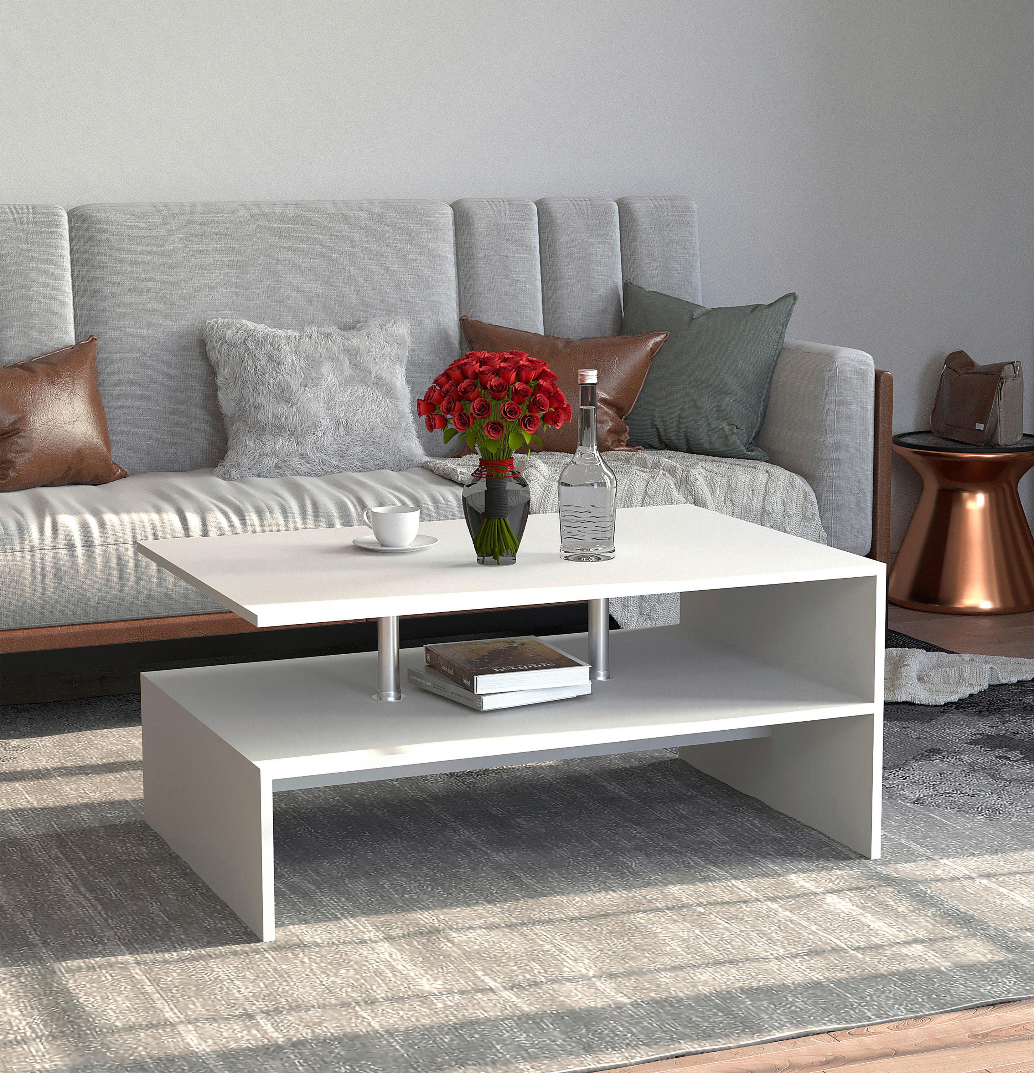 Couchtisch Maliso L Weiß Holzwerkstoff MID.YOU Möbel > Tische > Couchtische > Couchtische mit Stauraum Weiß