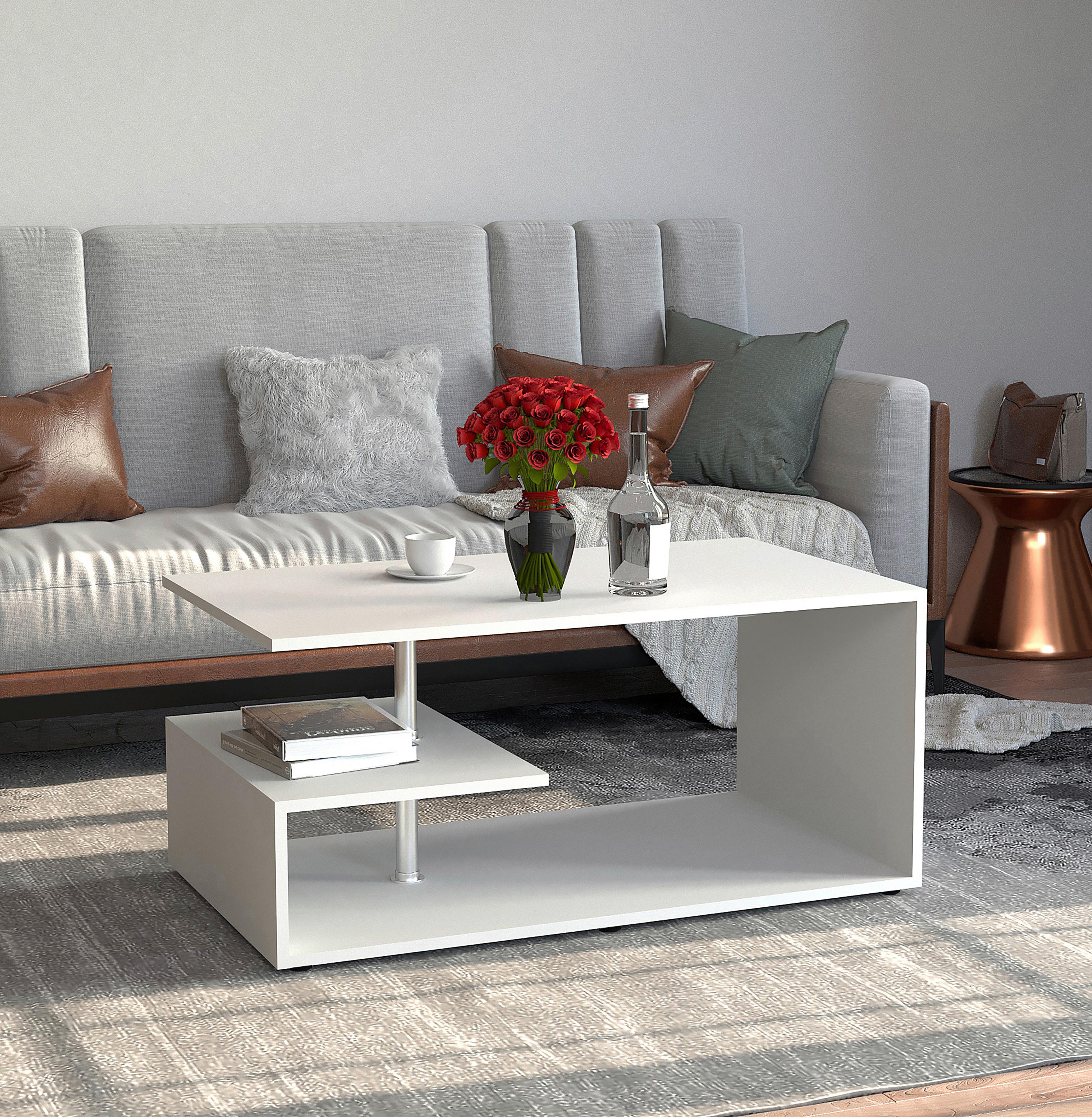Couchtisch Maliso M Weiß Holzwerkstoff MID.YOU Möbel > Tische > Couchtische > Couchtische mit Stauraum Weiß