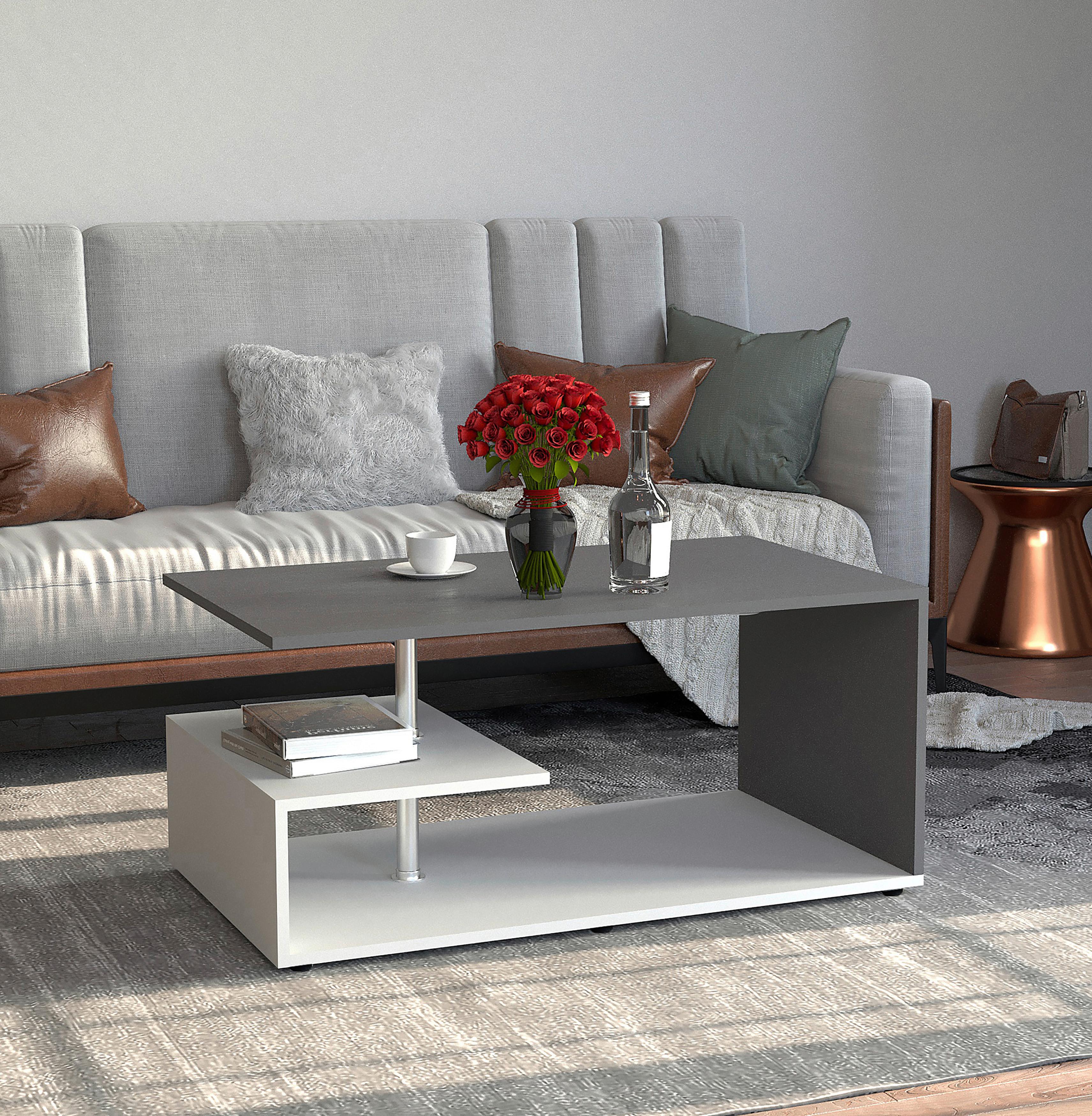 Couchtisch Maliso M Anthrazit/Weiß Holzwerkstoff MID.YOU Möbel > Tische > Couchtische > Couchtische mit Stauraum Anthrazit