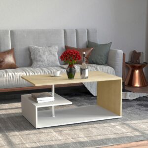 Couchtisch Maliso M Weiß/Honigeiche Holzwerkstoff MID.YOU Möbel > Tische > Couchtische > Couchtische mit Stauraum Weiß