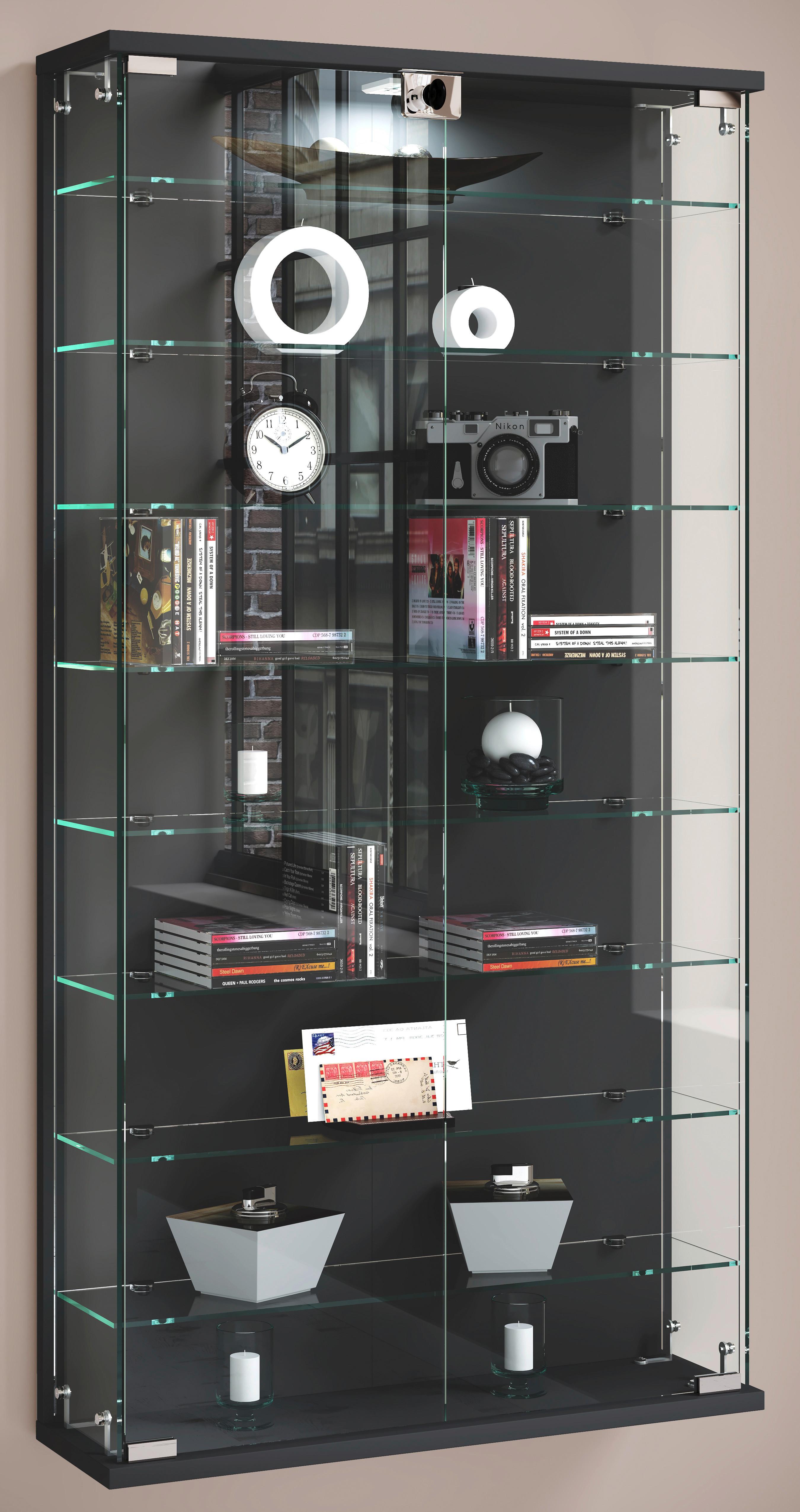 Vitrine Relas L Anthrazit Holzwerkstoff MID.YOU Möbel > Schränke > Vitrinen Anthrazit