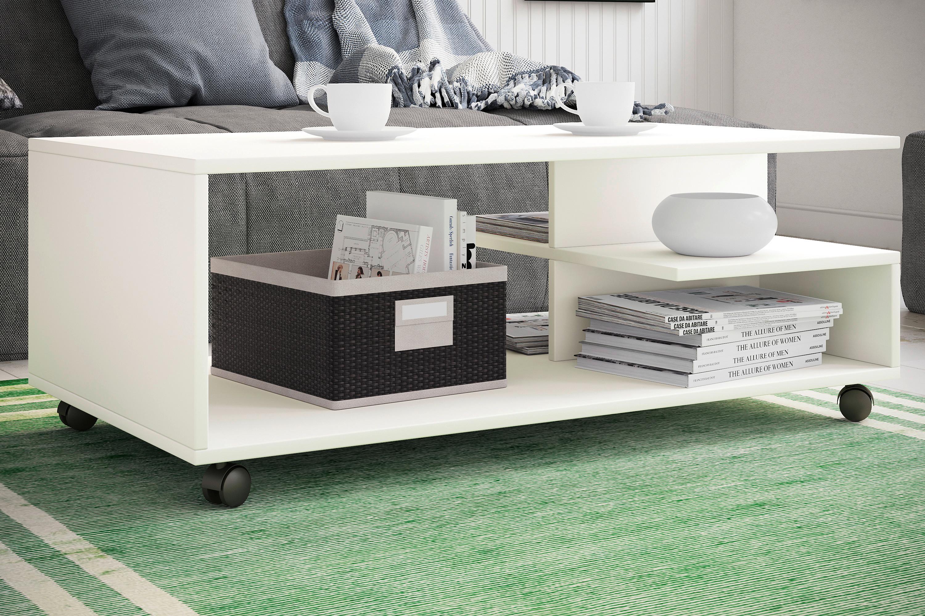 Couchtisch Stango XL Weiß Holzwerkstoff MID.YOU Möbel > Tische > Couchtische > Couchtische mit Stauraum Weiß