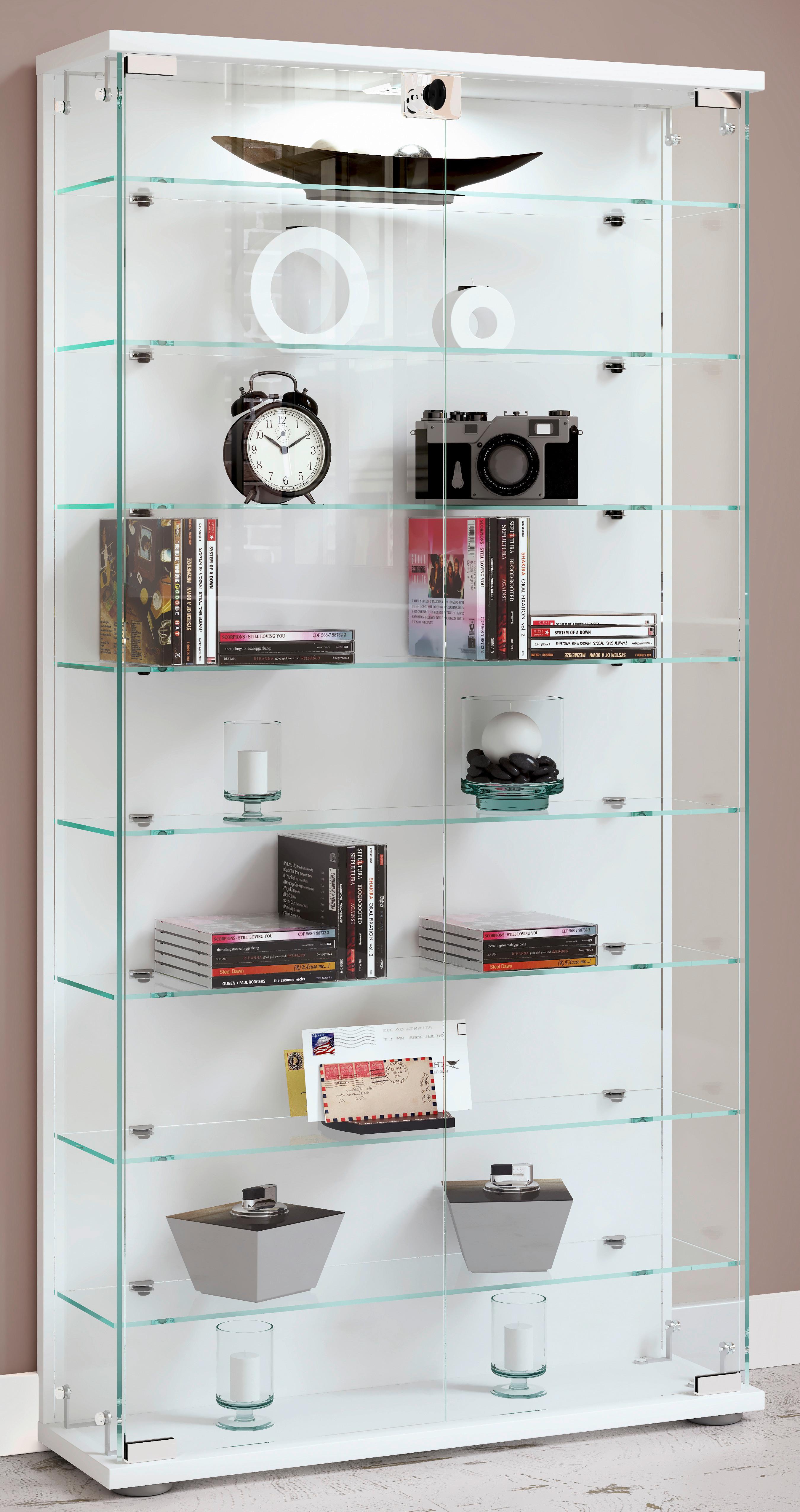Vitrine Stelas L Weiß Holzwerkstoff MID.YOU Möbel > Schränke > Vitrinen Weiß