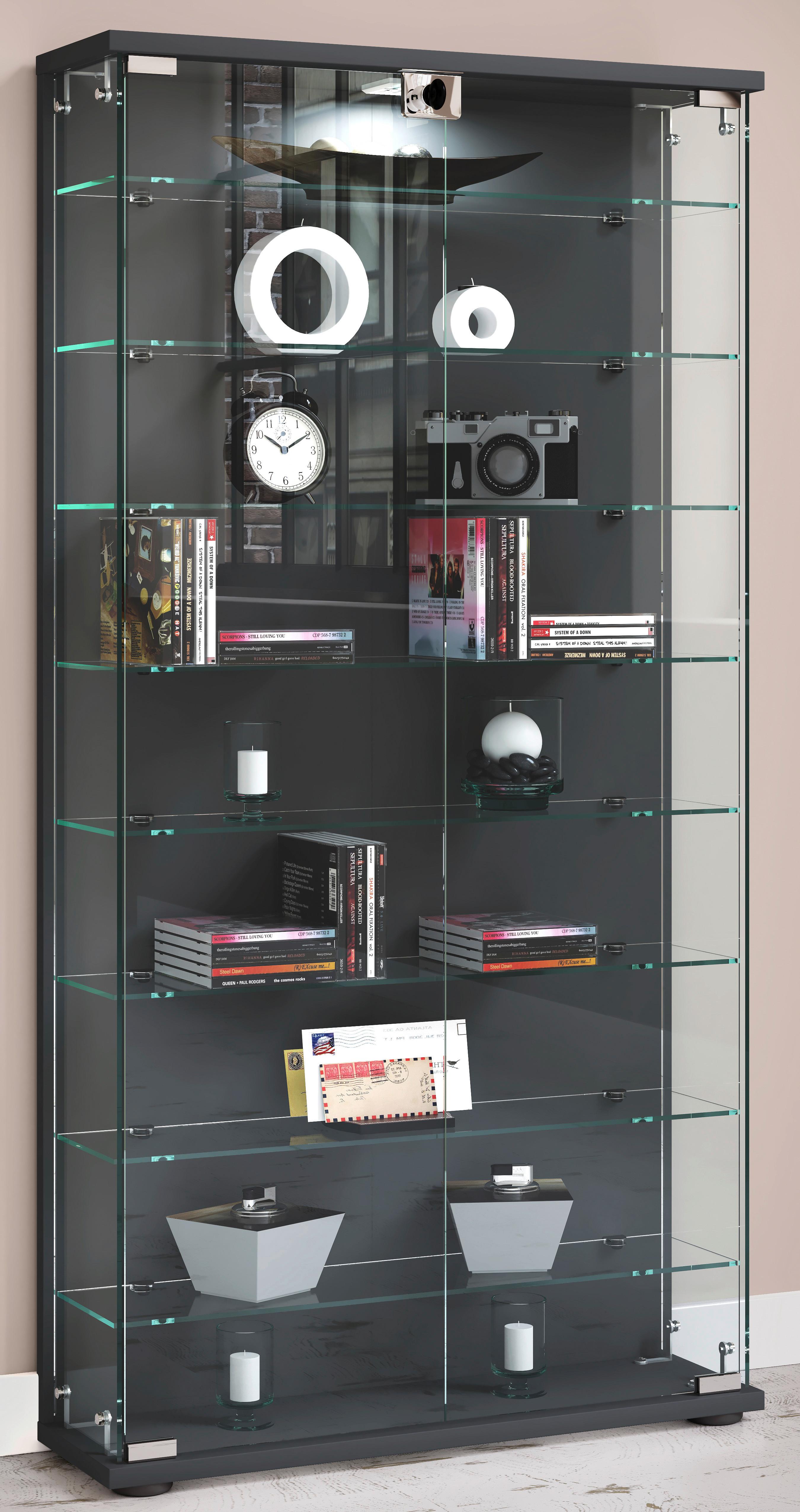 Vitrine Stelas L Anthrazit Holzwerkstoff MID.YOU Möbel > Schränke > Vitrinen Anthrazit