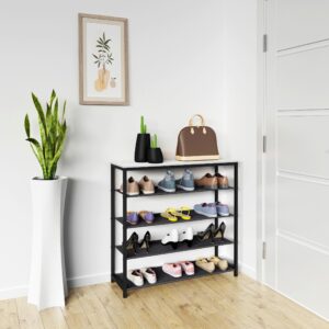Schuhregal Taliro Schwarz/Weiß Metall, Holzwerkstoff MID.YOU Garderoben > Schuhregale Schwarz