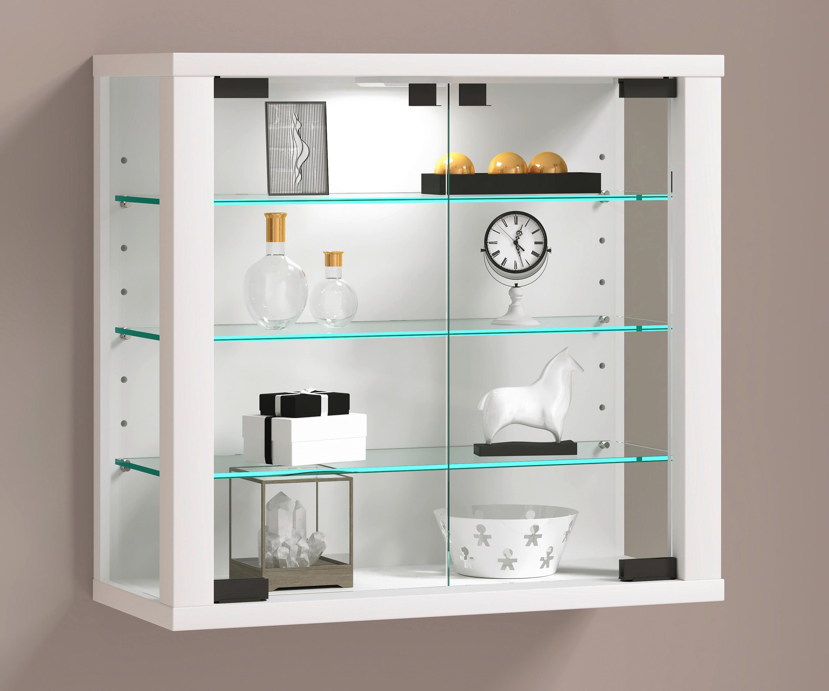 Hängevitrine Vitrosa S Weiß Holzwerkstoff MID.YOU Möbel > Schränke > Vitrinen Weiß