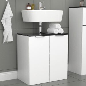 Waschbeckenunterschrank Donali ca. 56x60 cm Weiß/Schwarz Holzwerkstoff MID.YOU Möbel > Schränke > Badezimmerschränke > Waschbeckenunterschränke Schwarz