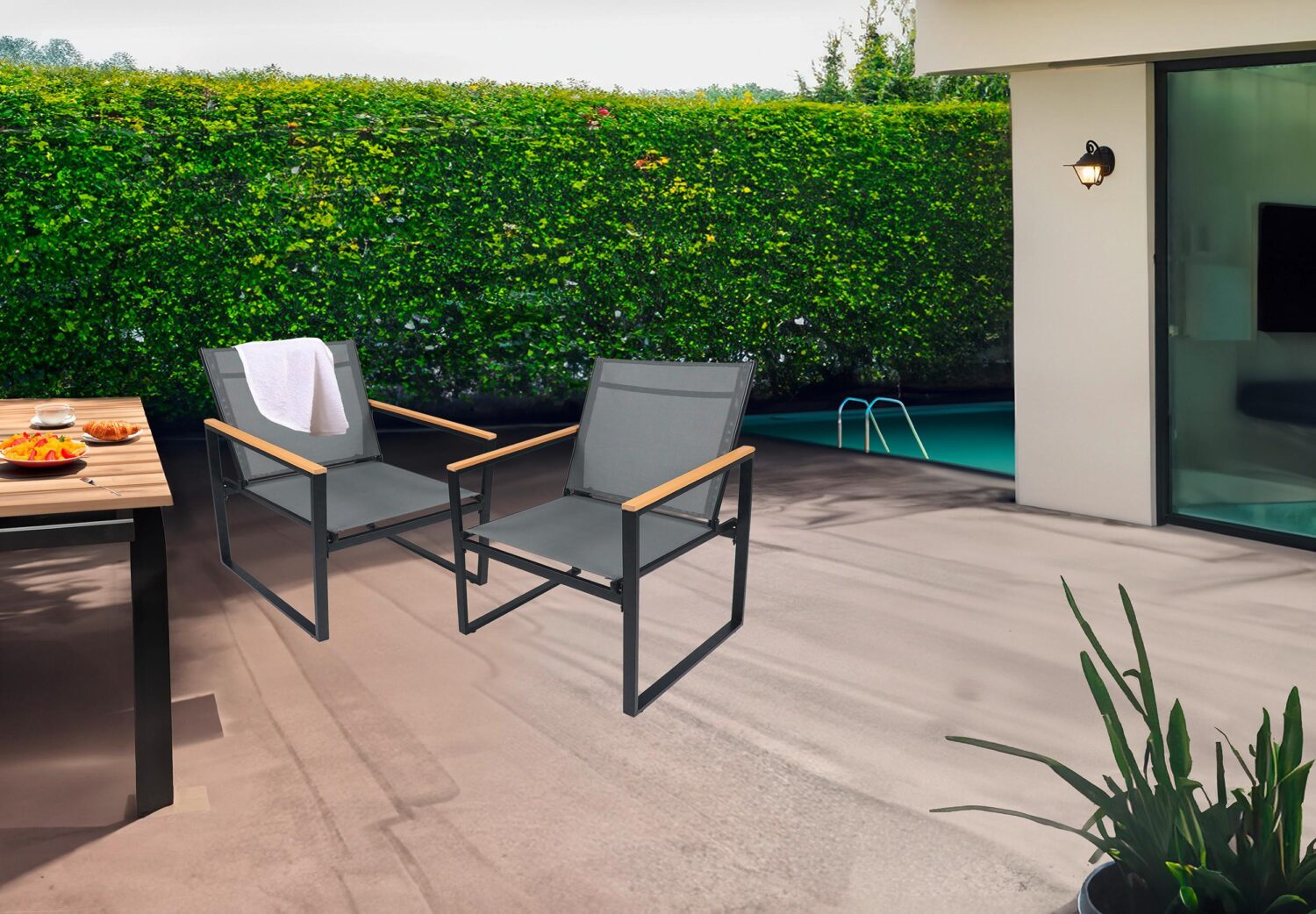 Gartenstuhl-Set Volasi 2er-Set ca. 54x83 cm Anthrazit Metall, Kunststoff MID.YOU Garten & Outdoor > Gartenmöbel > Gartenstühle Anthrazit