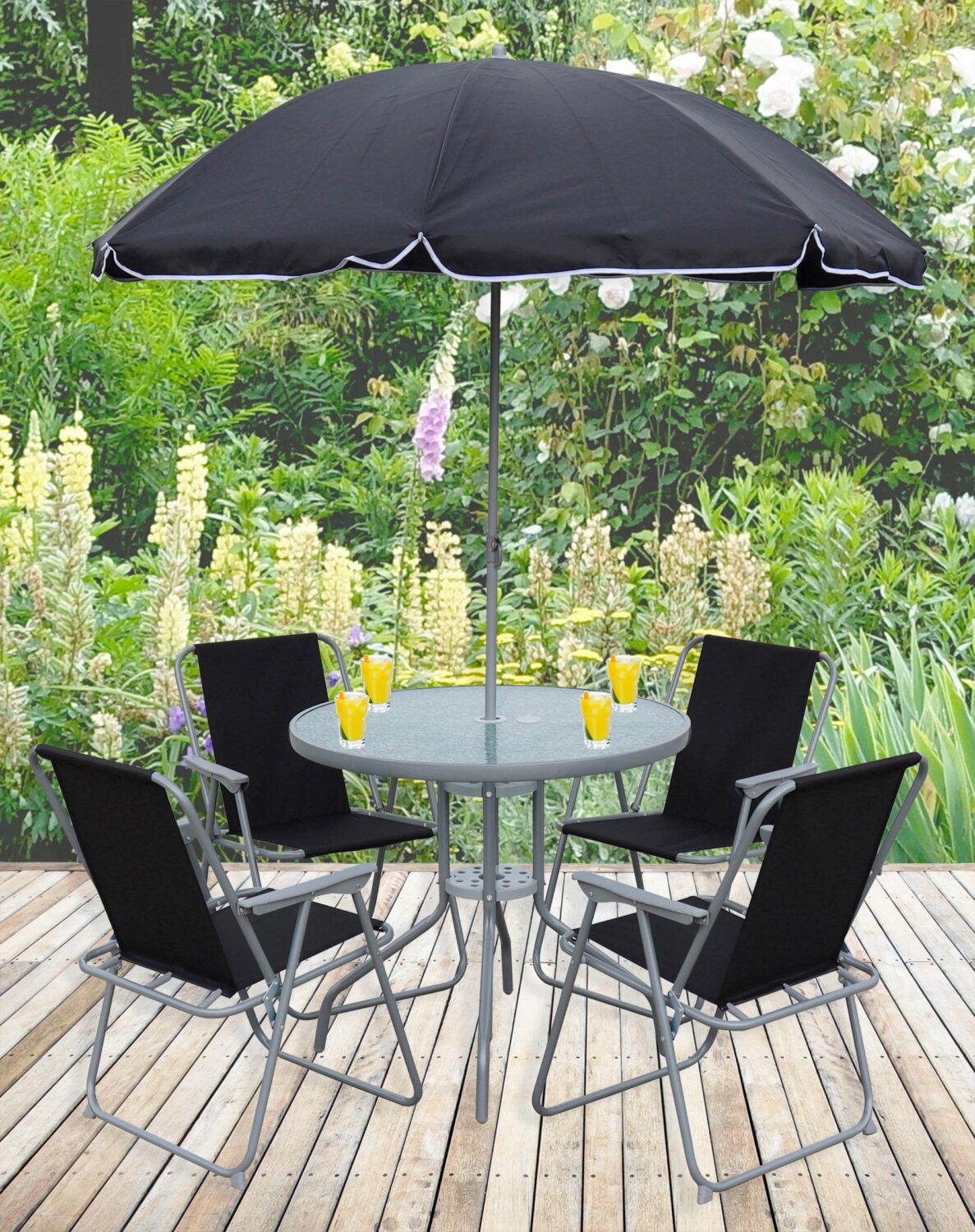 Wohnli Möbelsuche - Gartentischgruppe Maxalo 6-tlg. Schwarz