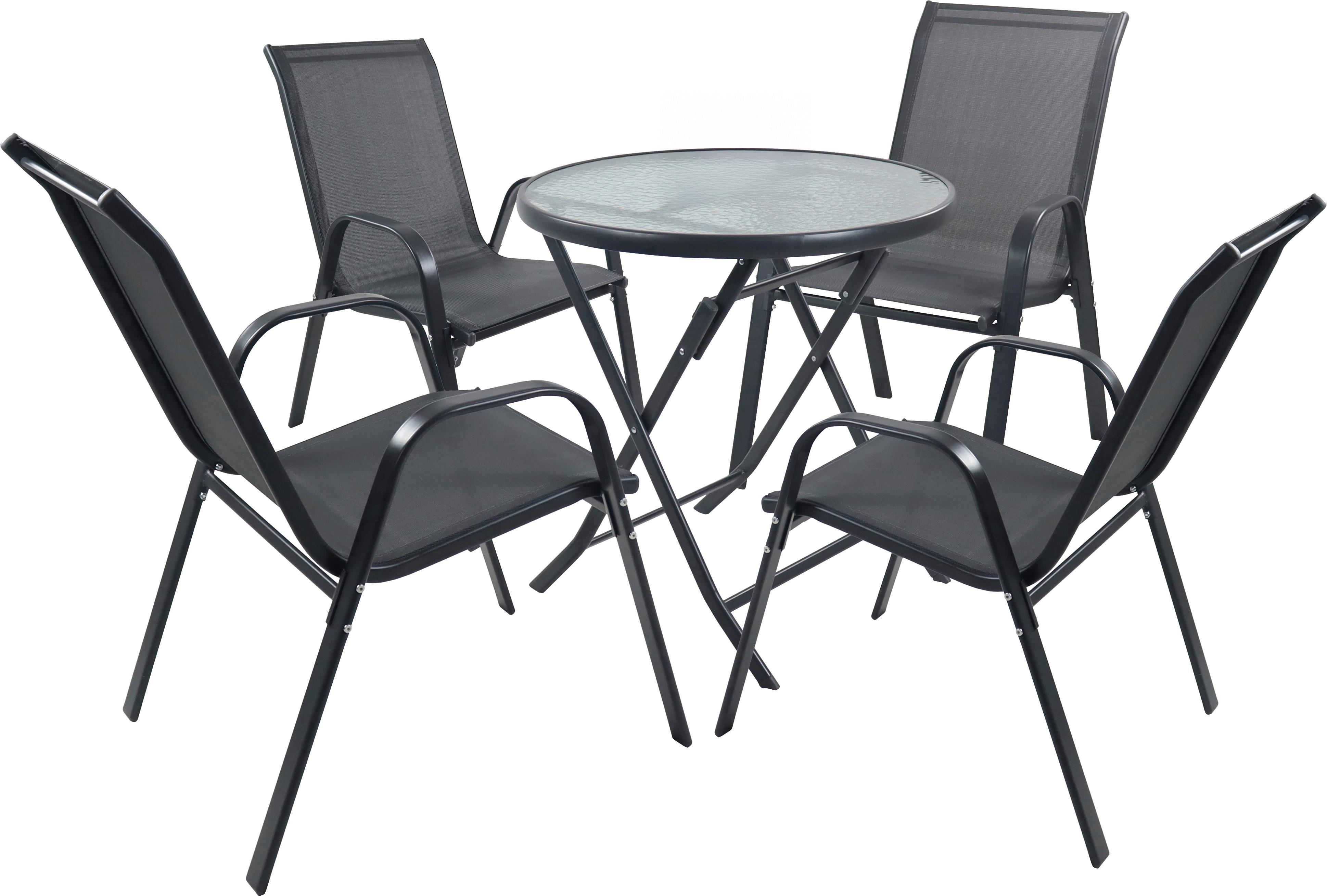Gartentischgruppe Sonlas 5-tlg. Anthrazit Glas, Metall Gardenson Garten & Outdoor > Gartenmöbel > Gartenmöbel-Sets Anthrazit
