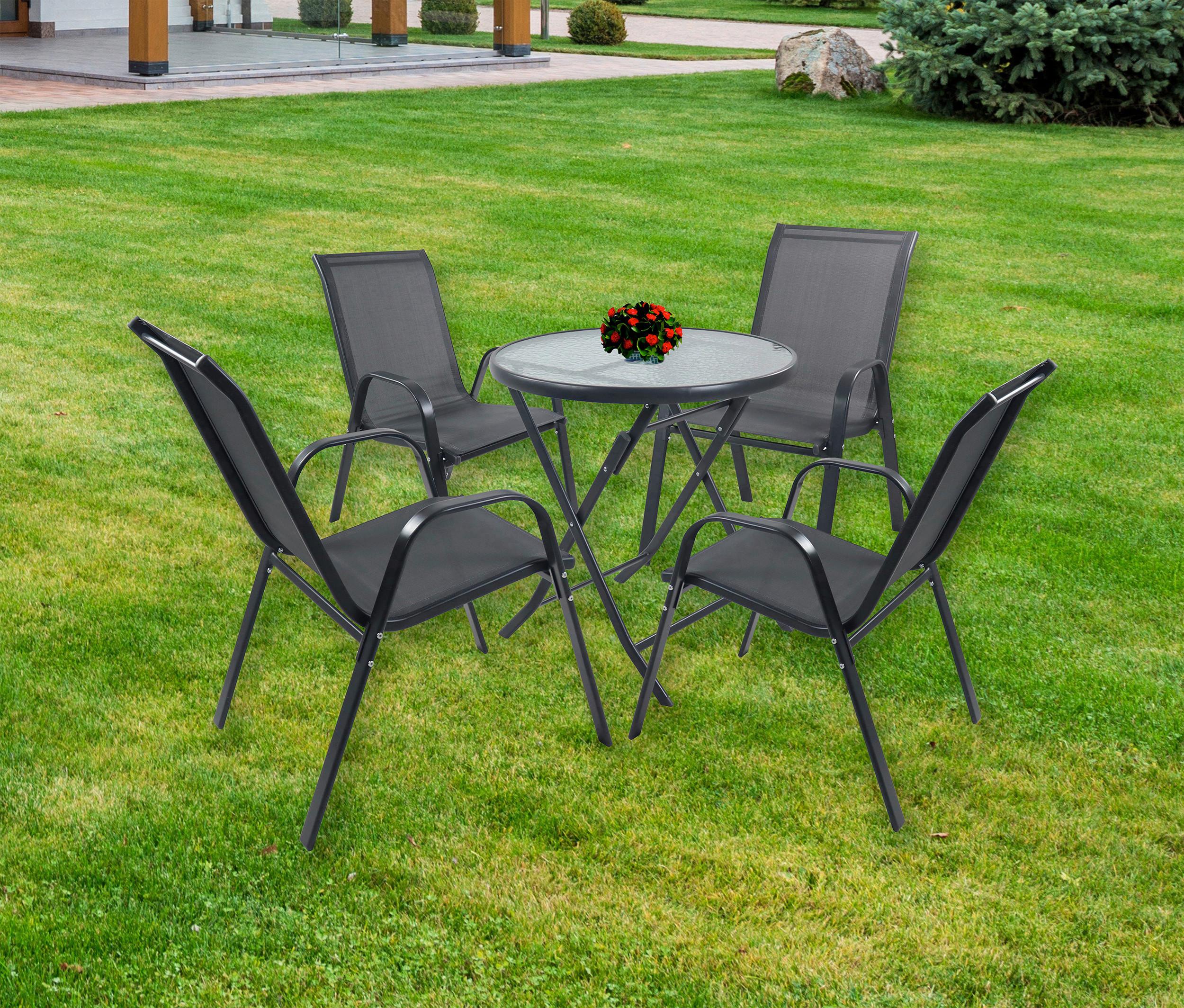 wohnli-moebel-suche-000657057808 Wohnli Möbelsuche - Gartentischgruppe Sonlas 5-tlg. Anthrazit