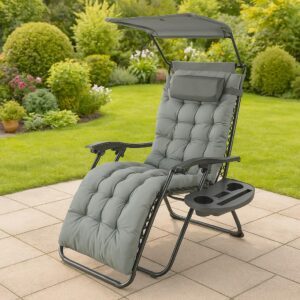 Gartenliege Maltosa XL Hellgrau Metall, Textil Gardenson Garten & Outdoor > Gartenmöbel > Gartenliegen Grau