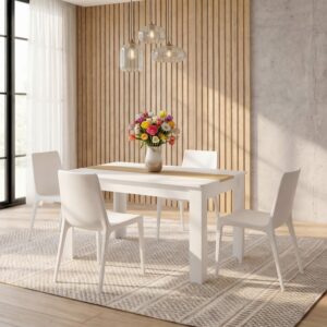 Esstisch Disalo Weiß/Honigeiche ca.115x80x75cm Holzwerkstoff MID.YOU Möbel > Tische > Esstische Weiß