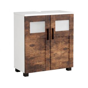 wohnli-moebel-suche-000657061004 Wohnli Möbelsuche - Waschbeckenunterschrank Nilari Weiß/Eichefarben