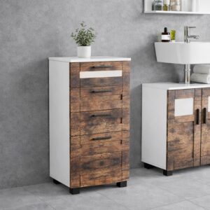 Midischrank Nilari L Weiß/Eichefarben Holzwerkstoff MID.YOU Möbel > Schränke Weiß