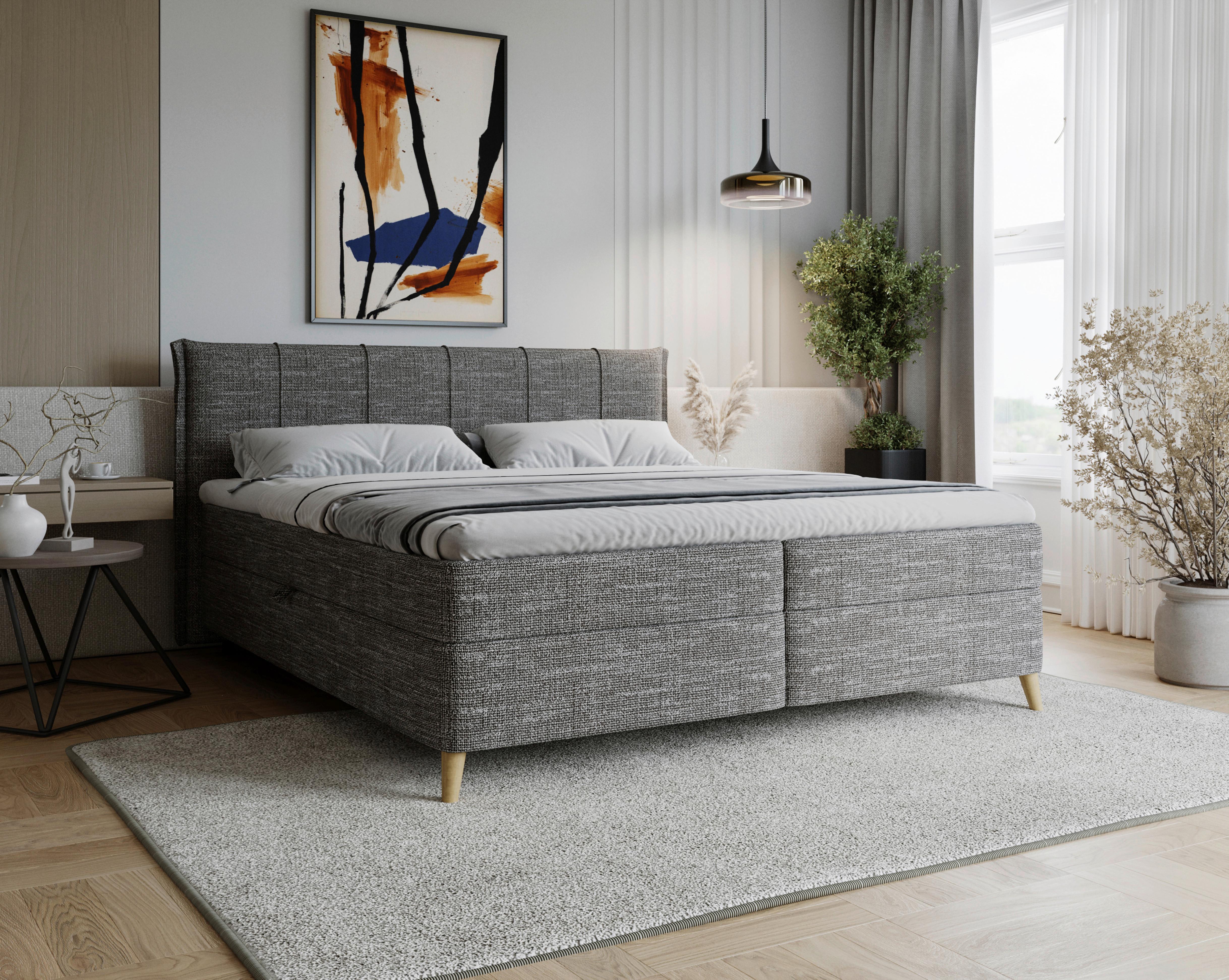 Boxbett Veloria Anthrazit ca. 180x200cm Textil Based Möbel > Betten > Boxspringbetten Anthrazit