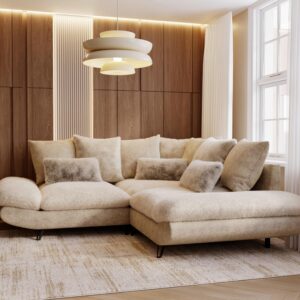 Wohnlandschaft Bormio Beige Textil Premium Living Möbel > Sofas & Couches > Wohnlandschaften Beige