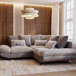 Wohnlandschaft Bormio Grau Textil Premium Living Möbel > Sofas & Couches > Wohnlandschaften Grau