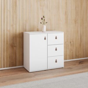 Kommode Mick Weiß MDF Kunststoff Bessagi Home Möbel > Kommoden & Schubladenschränke > Kommoden Weiß