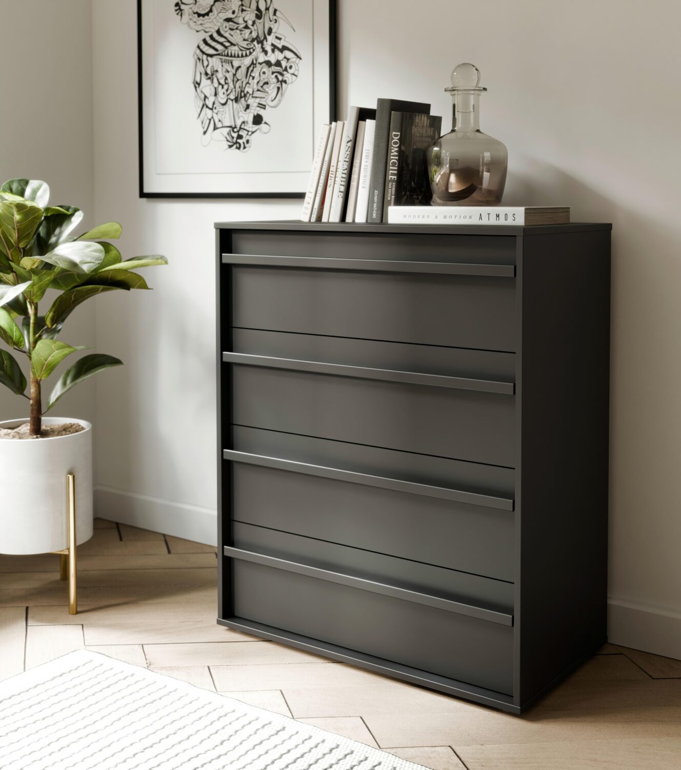 Kommode Cleo Schwarz Holzwerkstoff Mömax Möbel > Kommoden & Schubladenschränke > Kommoden Schwarz