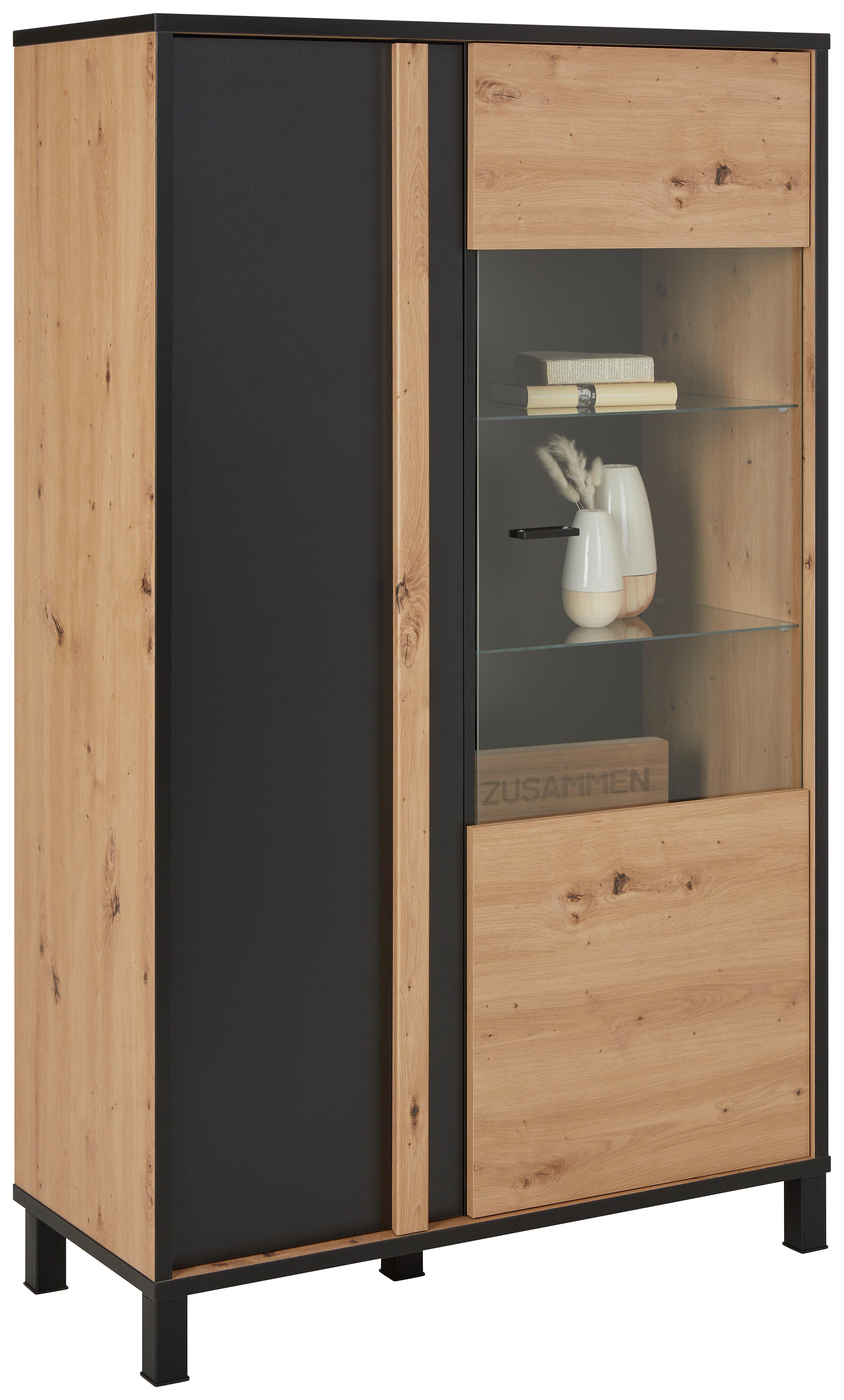 Wohnli Möbelsuche - Vitrine Hayato Schwarz/Eiche Artisan