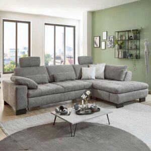 Ecksofa Lando Grau Textil Premium Living Möbel > Sofas & Couches > Wohnlandschaften > Ecksofas > Eckschlafsofas Grau