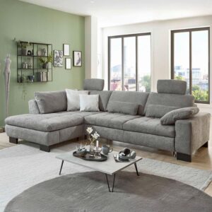 Ecksofa Lando Grau Textil Premium Living Möbel > Sofas & Couches > Wohnlandschaften > Ecksofas > Eckschlafsofas Grau