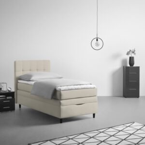 Boxspringbett Miami in Taupe ca. 90x200cm Textil, Holzwerkstoff Mömax Möbel > Betten > Einzelbetten Taupe