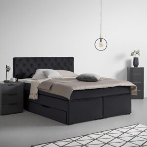 Boxspringbett Chester Schwarz ca. 160x200cm Textil, Holzwerkstoff Mömax Möbel > Betten > Boxspringbetten Schwarz
