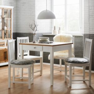wohnli-moebel-suche-000726000103-1 Esstisch Camden Weiß/ Kieferfarben Echtholz Holz Bessagi Home Möbel > Tische > Esstische > Esstische Holz Weiß