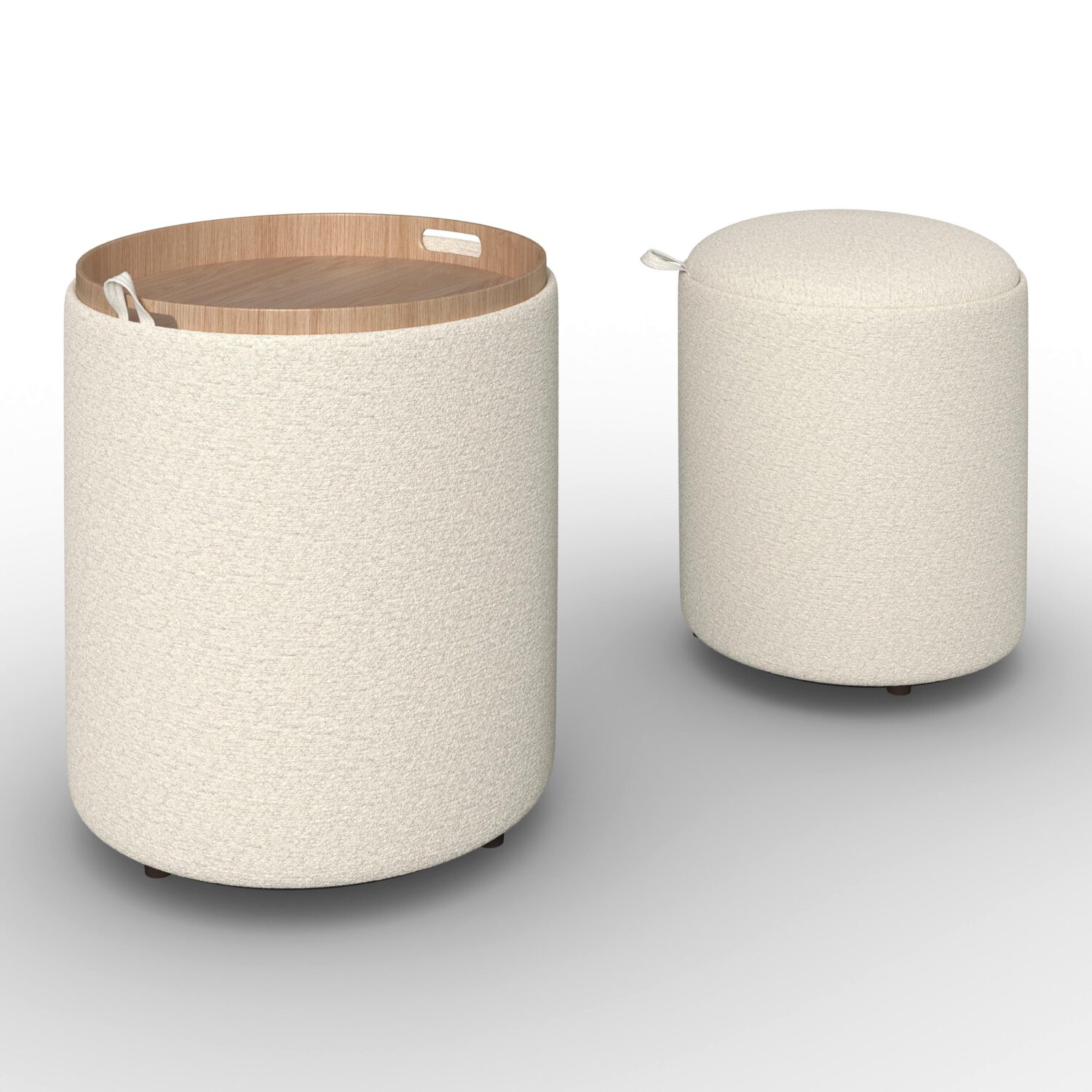 Wohnli Möbelsuche - Hocker Set Melanie Bouclé Weiß