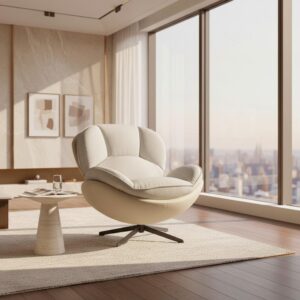 Relaxsessel Ina Webstoff/Lederlook Beige Metall, Textil Bessagi Home Möbel > Sessel > Relaxsessel Weiß