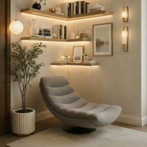 Sessel Lena Grau Struktursamt/Lederlook Metall, Textil Bessagi Home Möbel > Sessel > Relaxsessel Grau